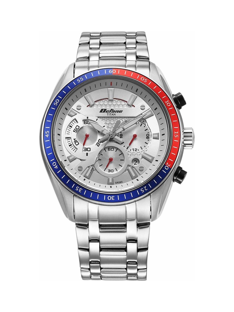 Octane Men Chronograph Watch with Silver Dial and Stainless Steel Strap