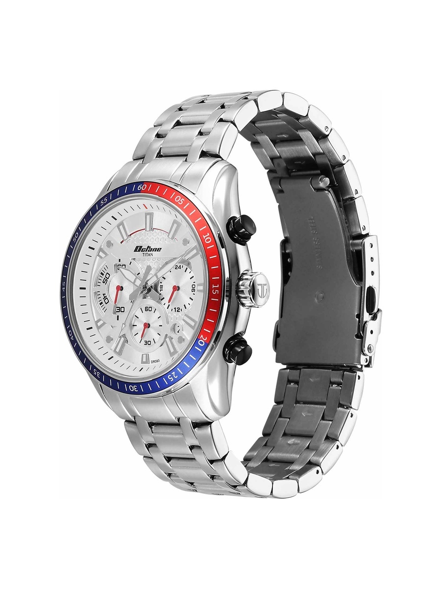 Octane Men Chronograph Watch with Silver Dial and Stainless Steel Strap