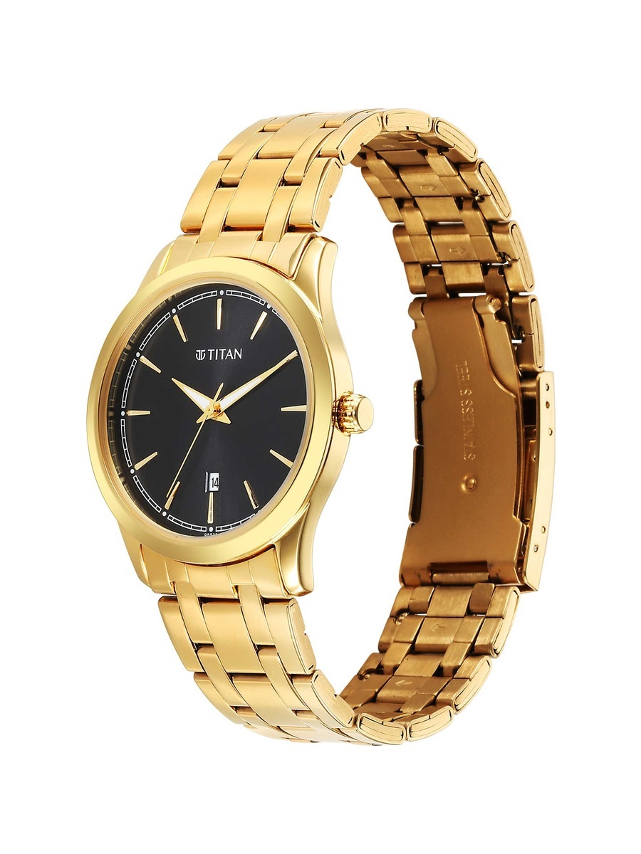 Men Watch Polished Metal Frame with Adjustable Strap
