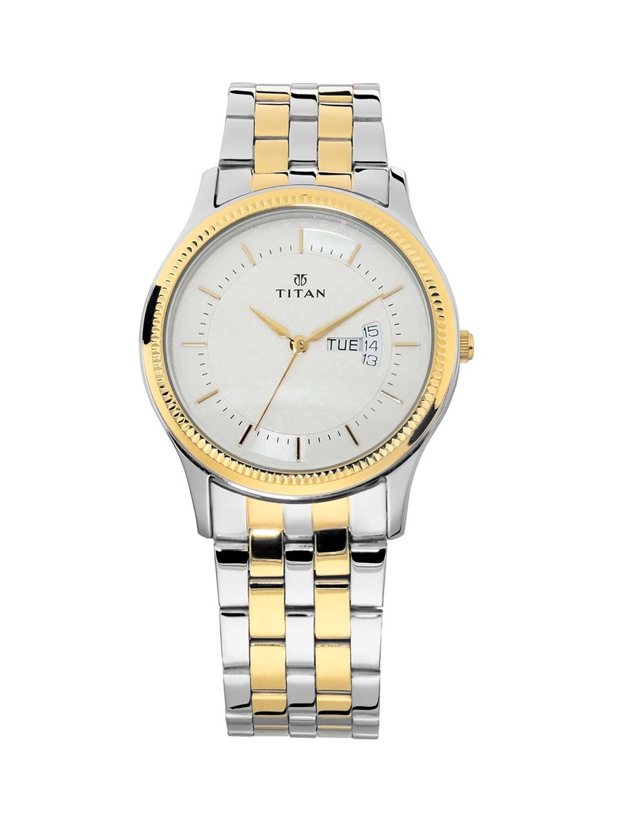 Men Watch Polished Metal Frame with Minimalist Dial and Adjustable Strap