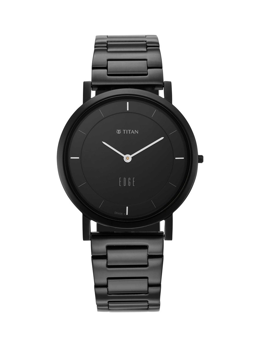 Men Edge Black Dial Watch with Metal Strap