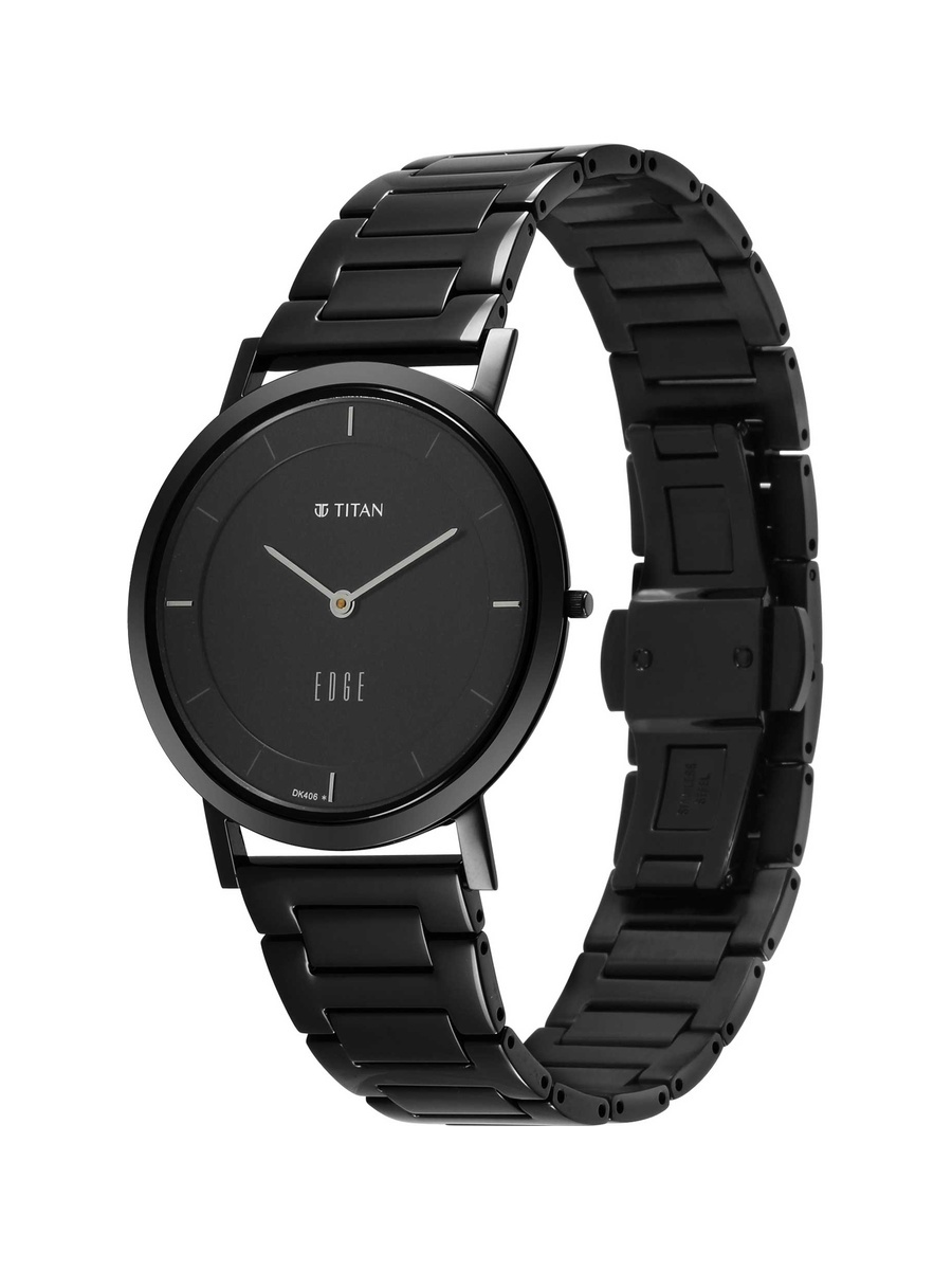Men Edge Black Dial Watch with Metal Strap