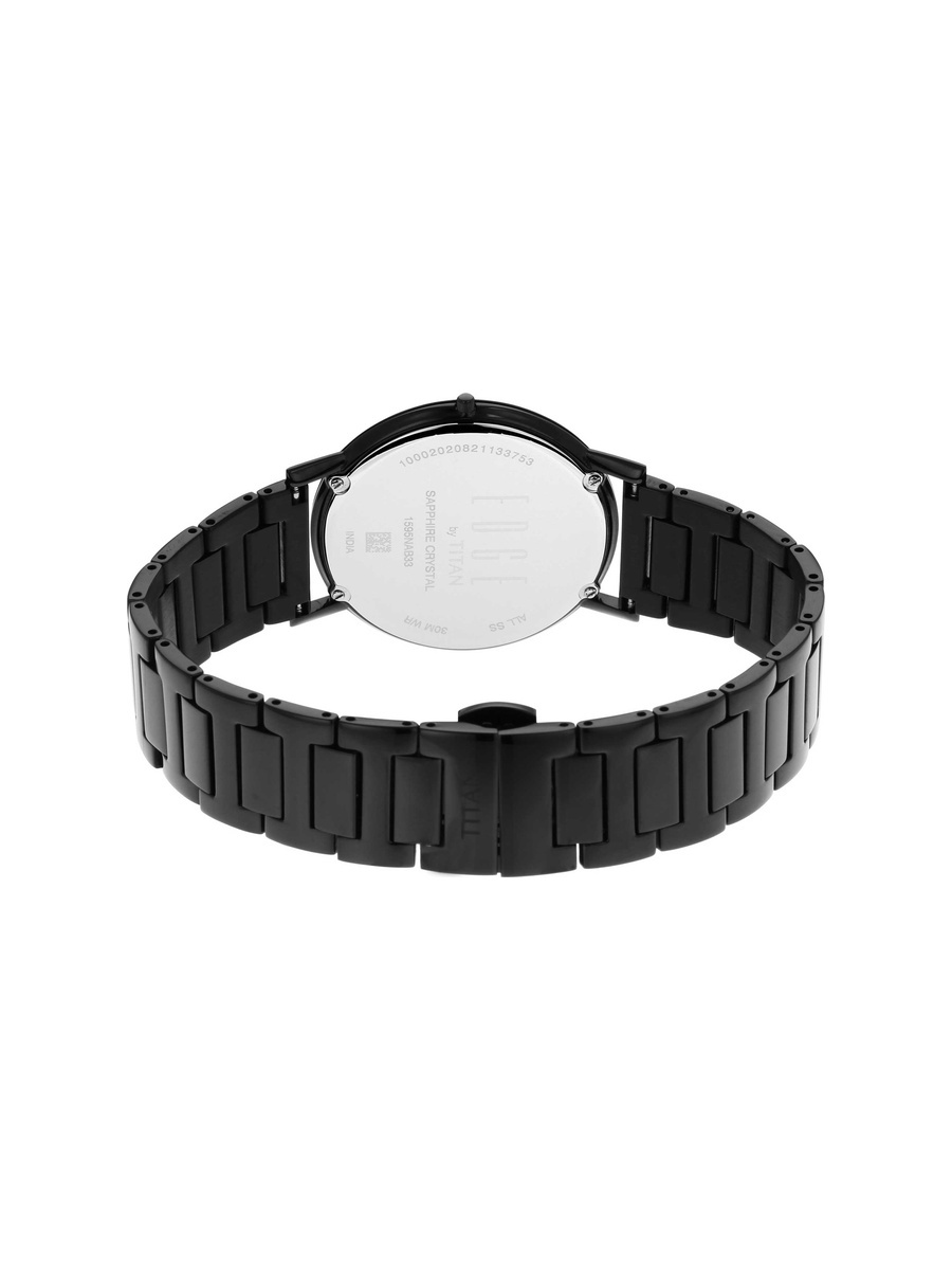 Men Edge Black Dial Watch with Metal Strap
