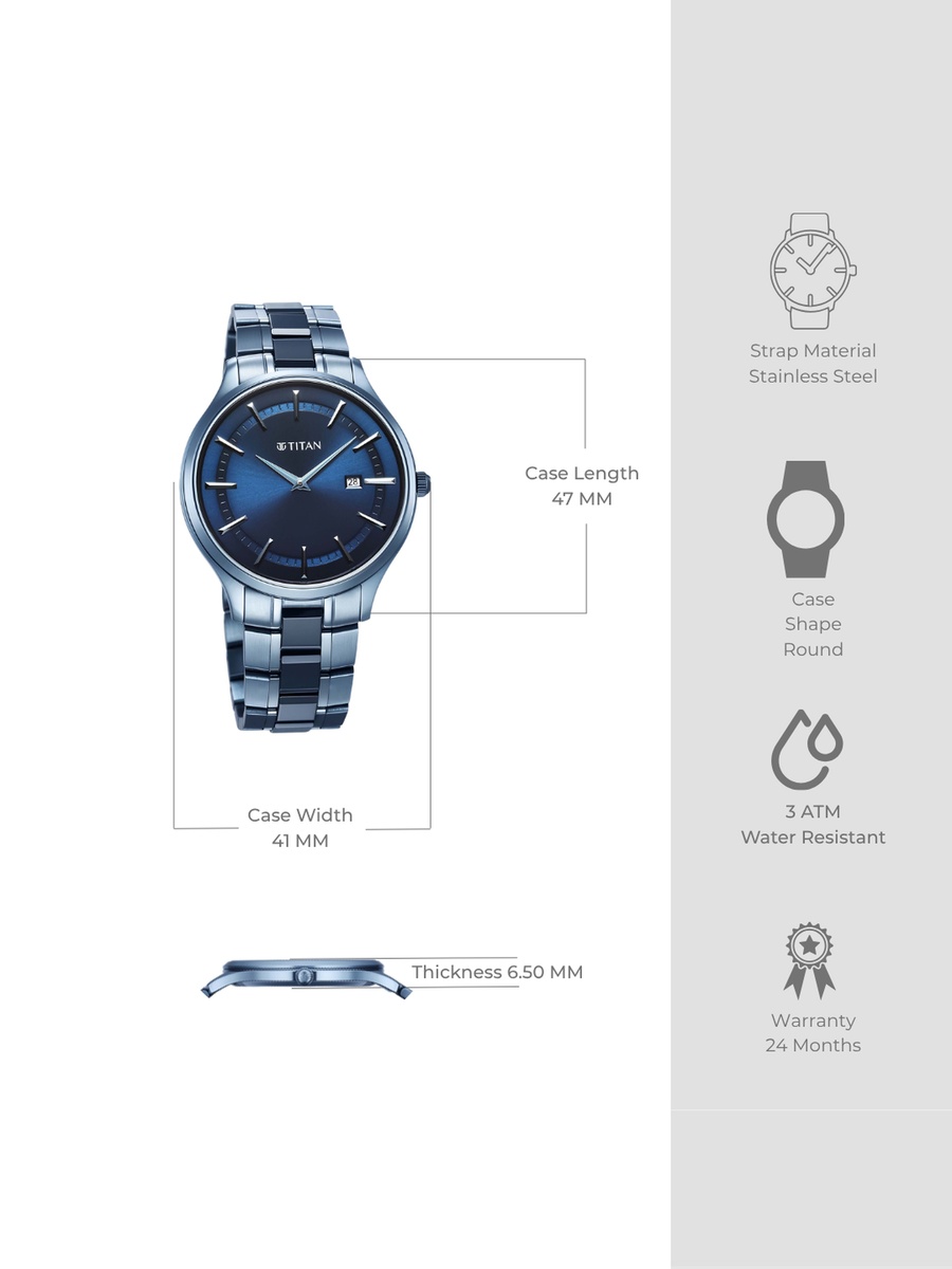 Slim Ceramic Fusion Men Watch with Stainless Steel Ceramic Strap, Quartz Movement, 50M Water Resistance