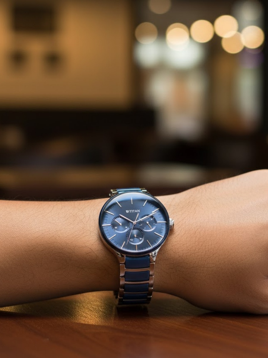 Ceramic Fusion Men Watch with Midnight Blue Dial and Dual-Tone Stainless Steel Ceramic Bracelet
