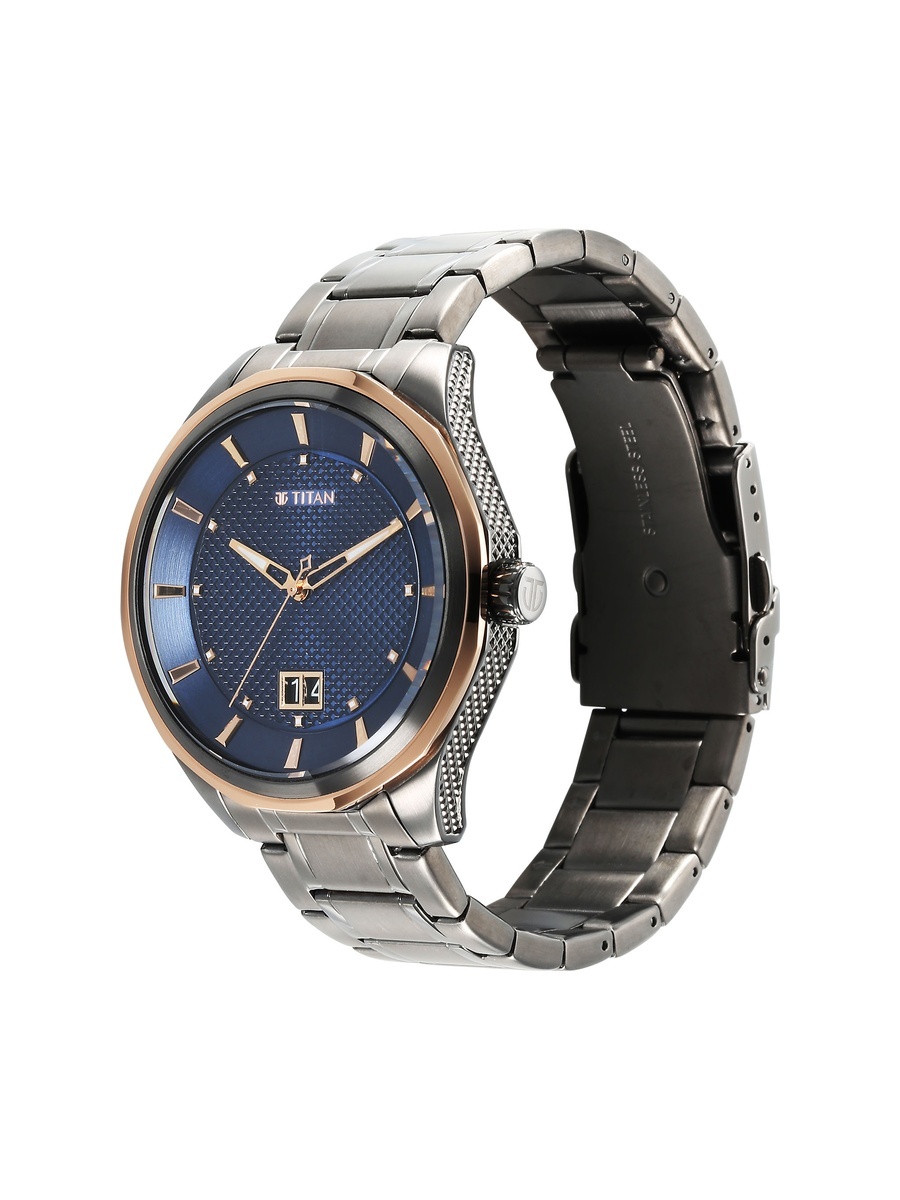 Men Regalia Opulent Analog Watch with Blue Dial and Stainless Steel Strap, Quartz Movement