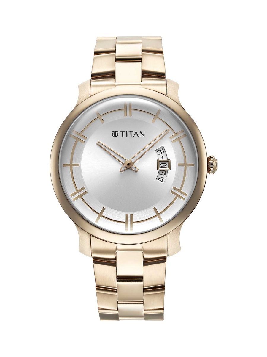 Men Classic Distincta Analog Watch with Silver Dial Date Display and Stainless Steel Strap