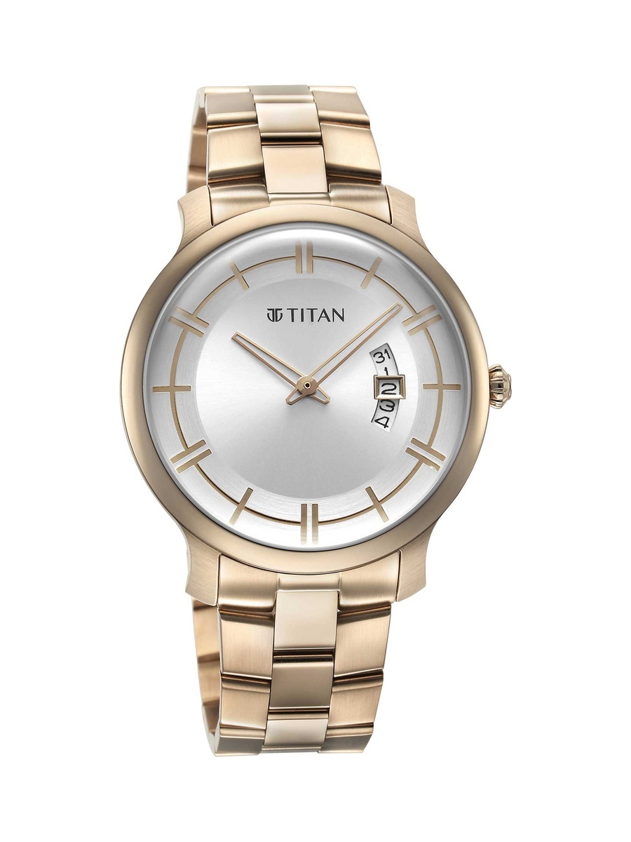 Men Classic Distincta Analog Watch with Silver Dial Date Display and Stainless Steel Strap