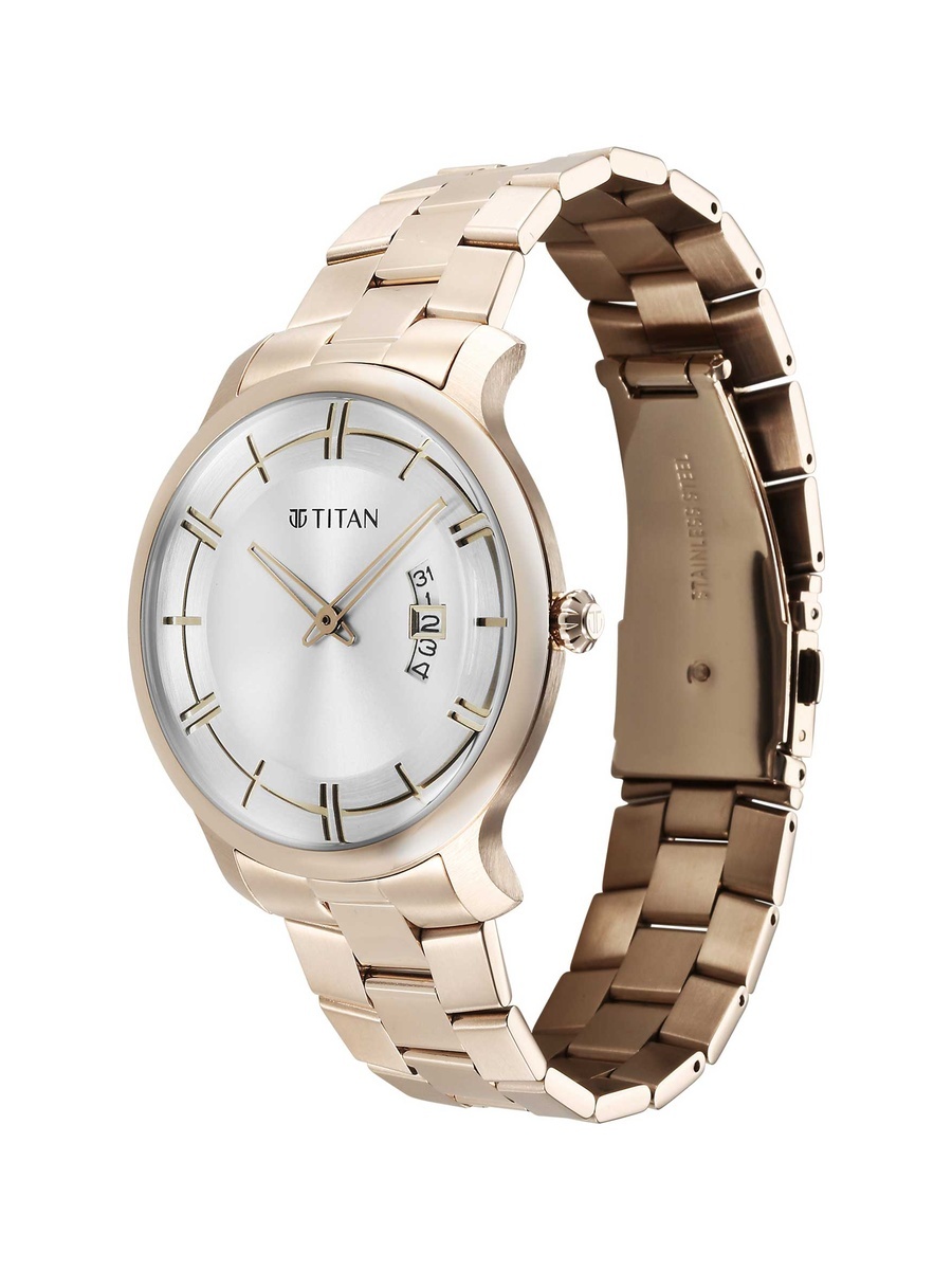 Men Classic Distincta Analog Watch with Silver Dial Date Display and Stainless Steel Strap
