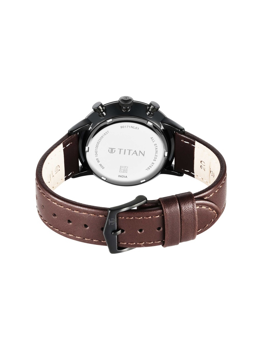 Men Multifunction Quartz Watch with Leather Strap , 48mm Case 50M Water Resistance