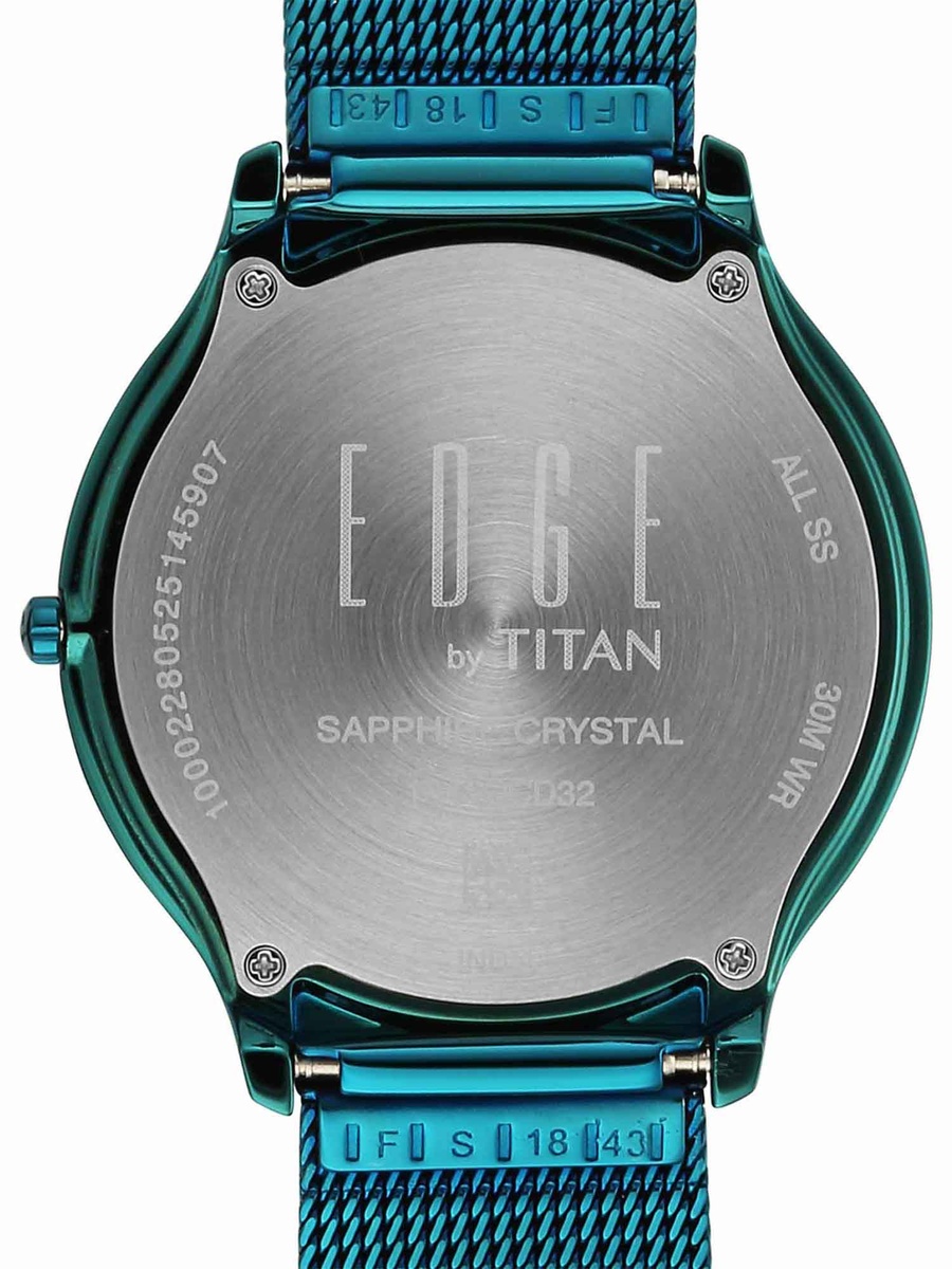 Men Modern Analog Watch with White Dial and Blue Mesh Strap