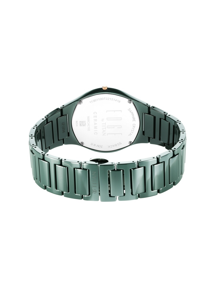 Men Green Dial Watch with Stainless Steel Strap