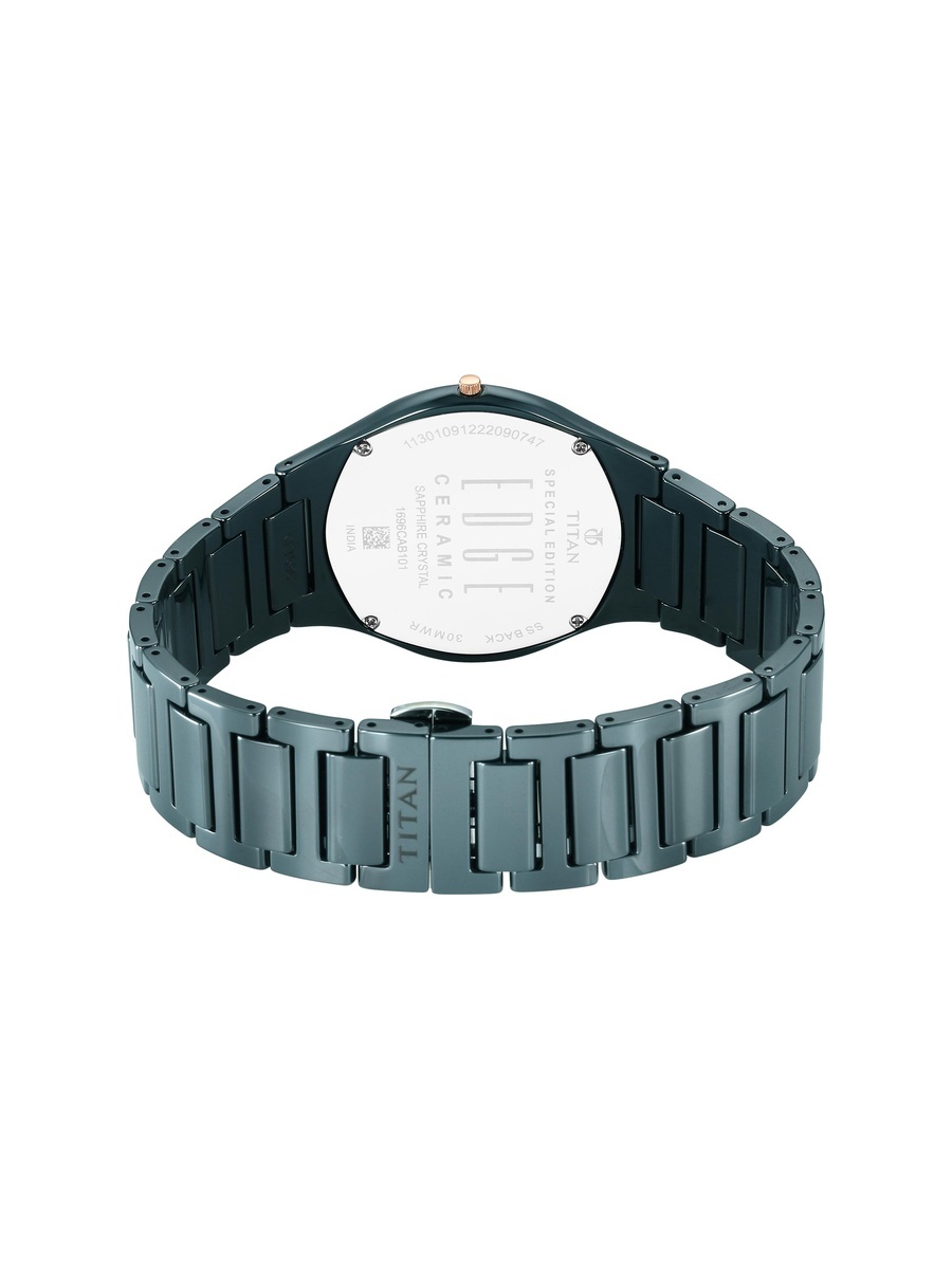 Men Blue Dial Analog Watch with Stainless Steel Strap