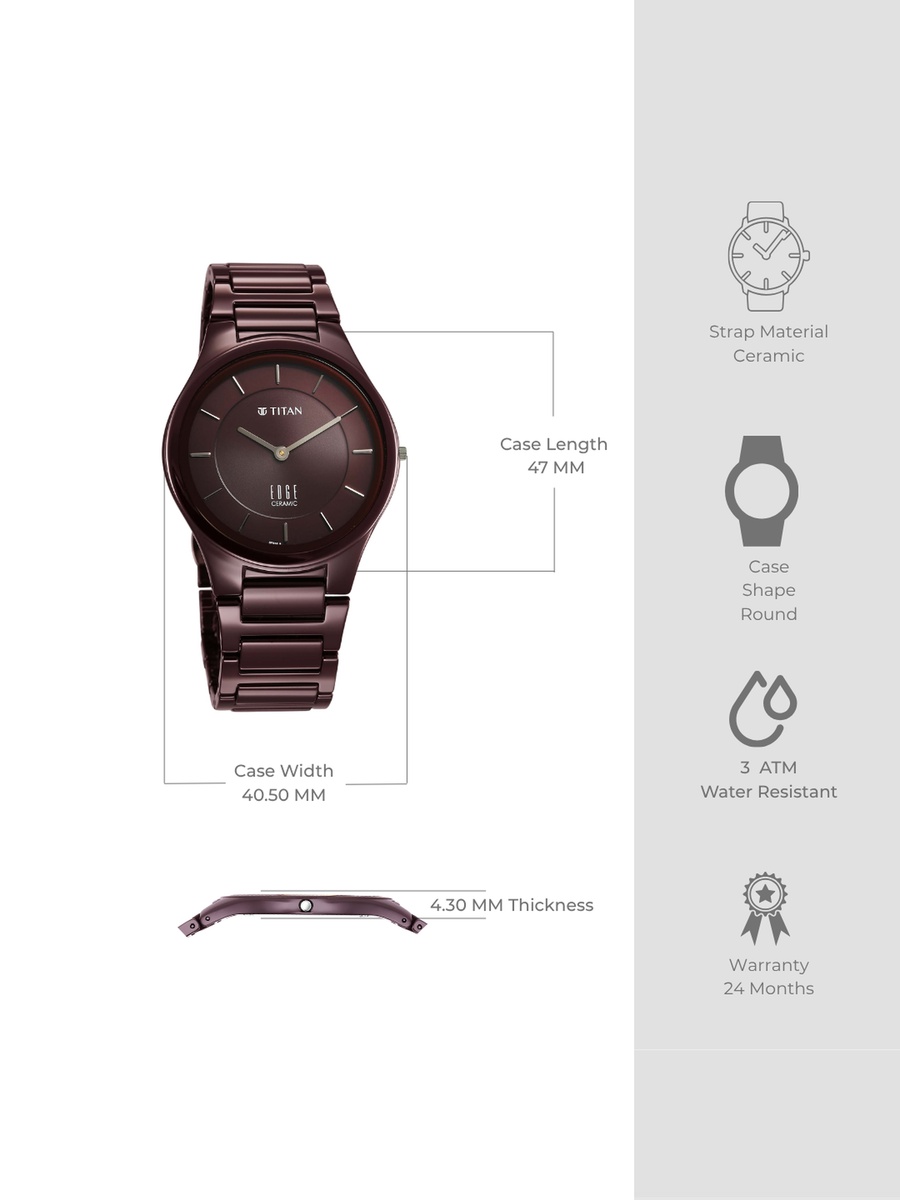 Men Maroon Dial Watch with Stainless Steel Strap