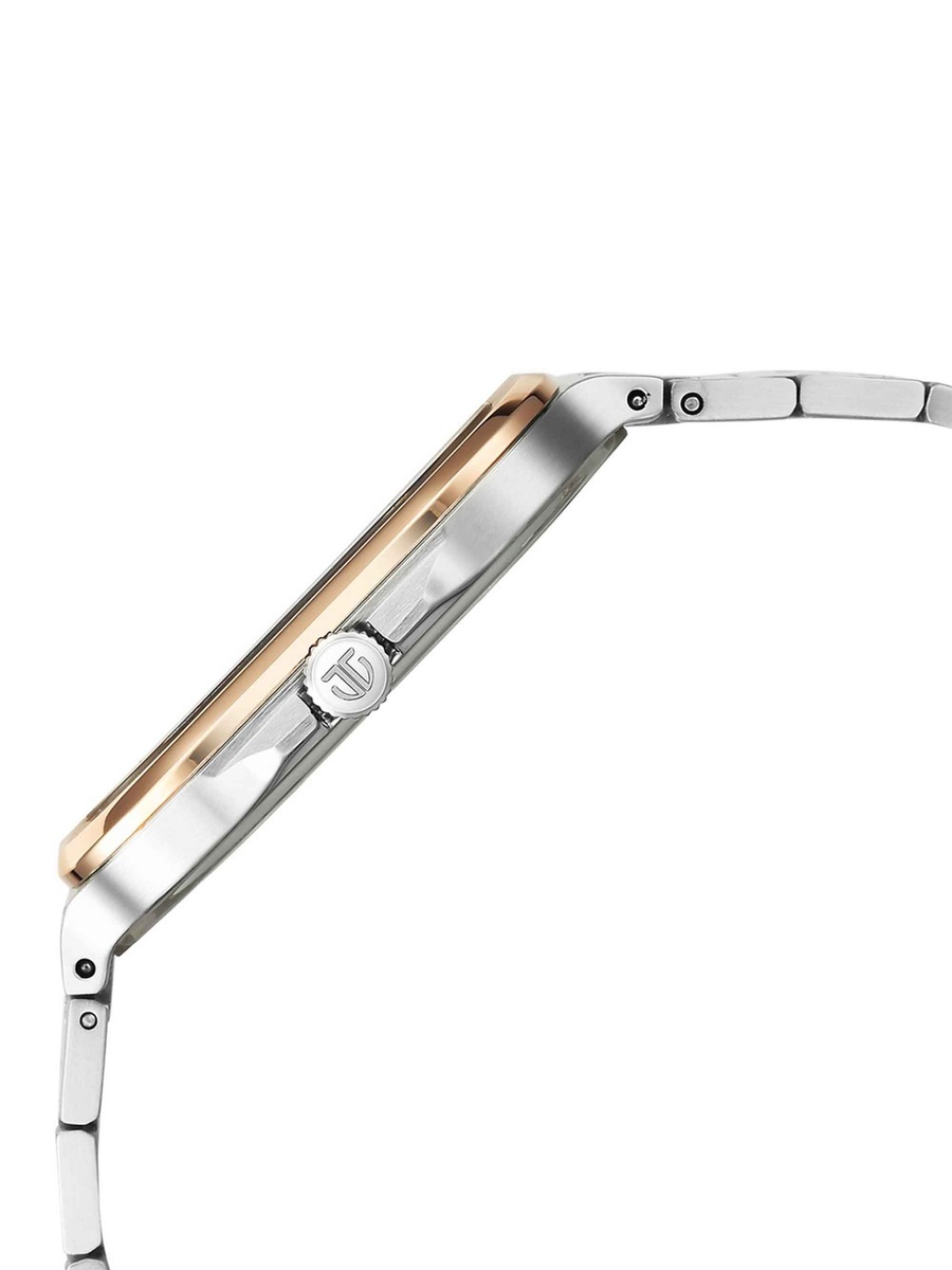 Men Classique Slim Square Analog Watch with Two-Tone Stainless Steel Strap, 50M Water Resistance