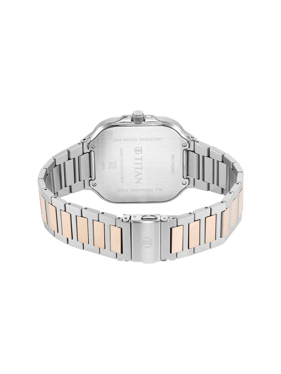 Men Classique Slim Square Analog Watch with Two-Tone Stainless Steel Strap, 50M Water Resistance
