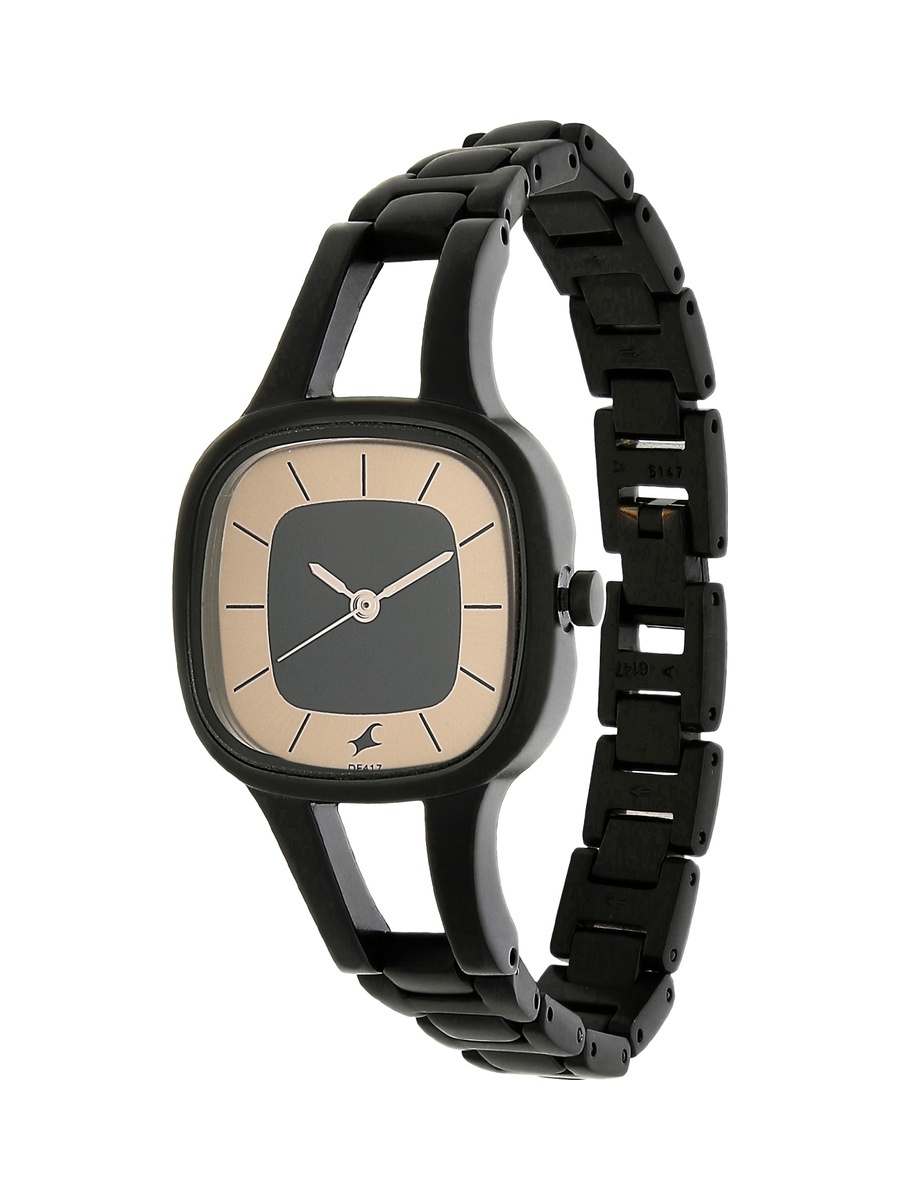 Men Watch with Black Dial and Metal Strap, Quartz Movement 44mm Case
