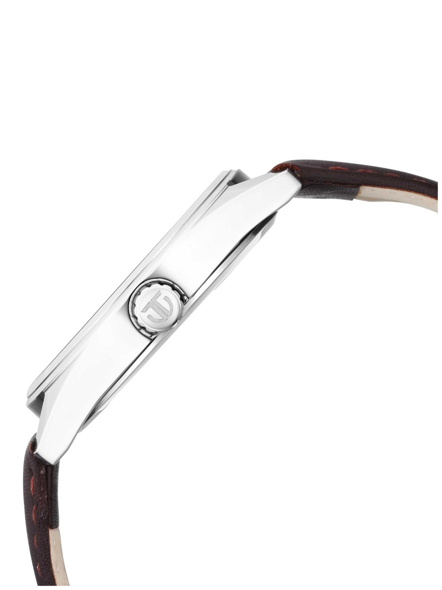 Men Classic Analog Watch with Leather Strap and Brown Dial, Quartz Precision