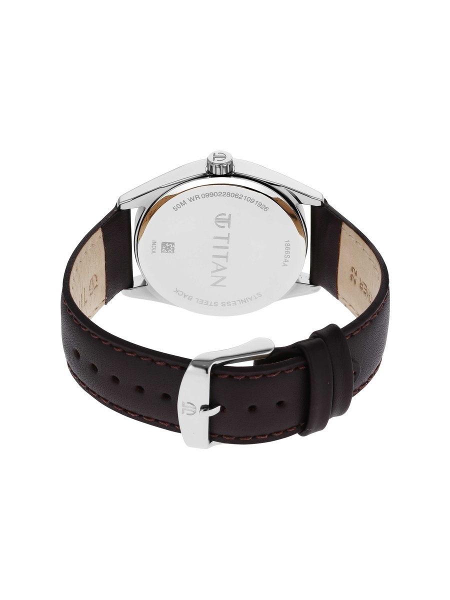 Men Classic Analog Watch with Leather Strap and Brown Dial, Quartz Precision