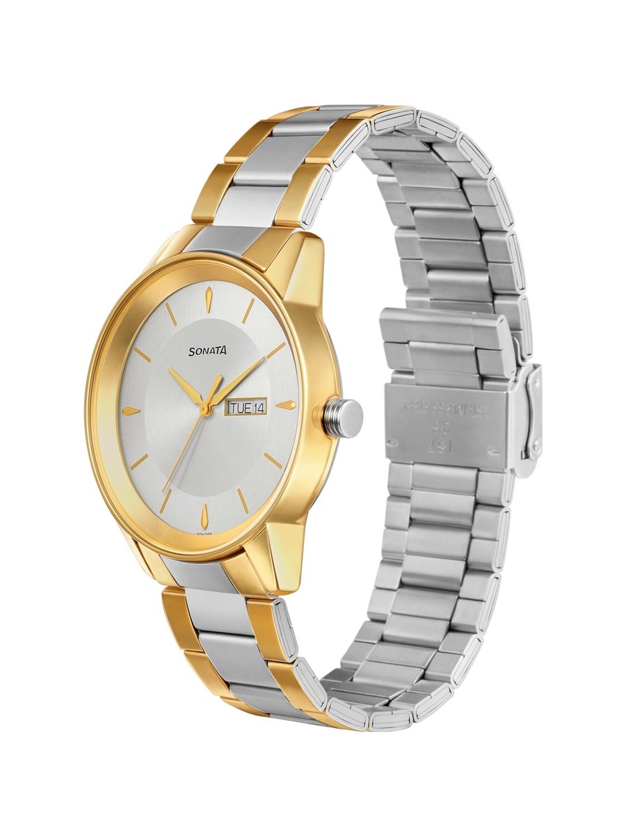 Men Silver Dial Stainless Steel Watch