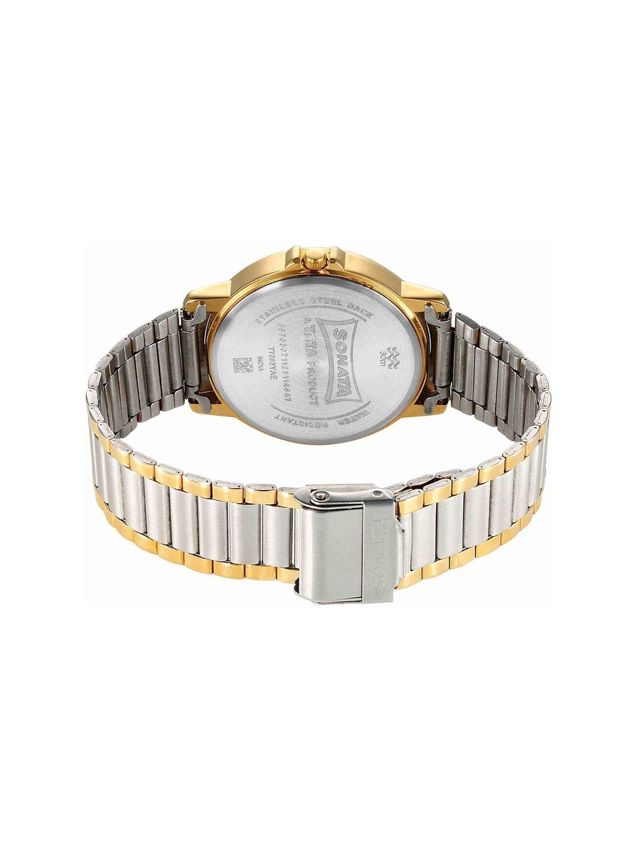 ساعة يد رجالي بسوار ستانلس ستيل بلونين