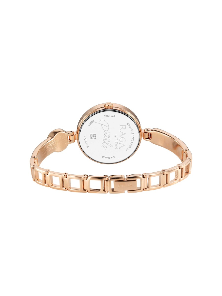 Women Raga Power Pearls Watch with Rose Gold Dial and Stainless Steel Metal Strap