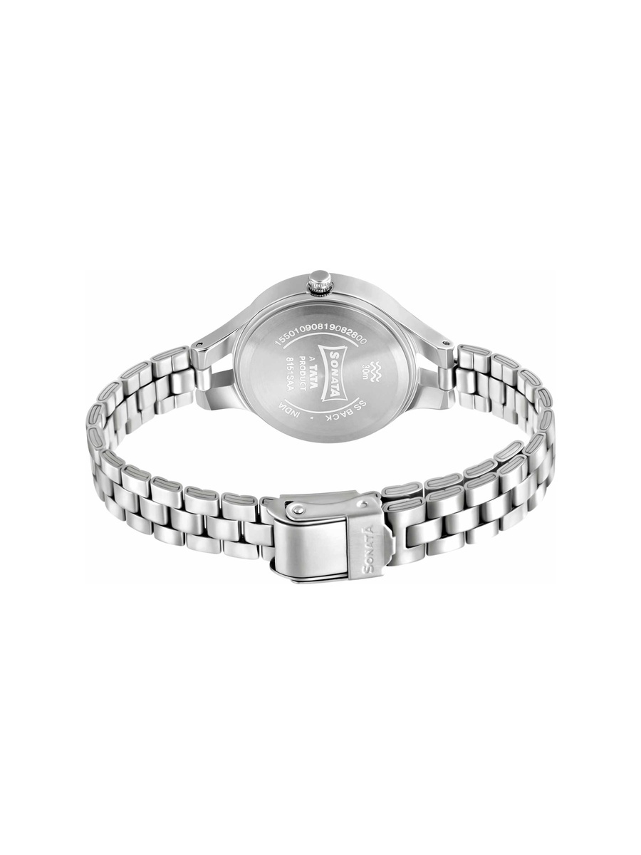 Women Silver Stainless Steel Analog Watch