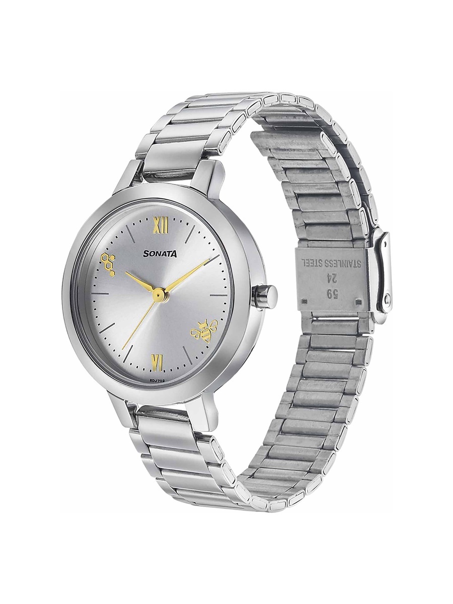 Women Silver Dial Stainless Steel Strap Watch
