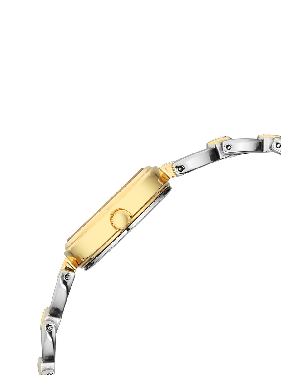 Women Watch with White Dial and Two-Tone Stainless Steel Strap, Quartz Movement