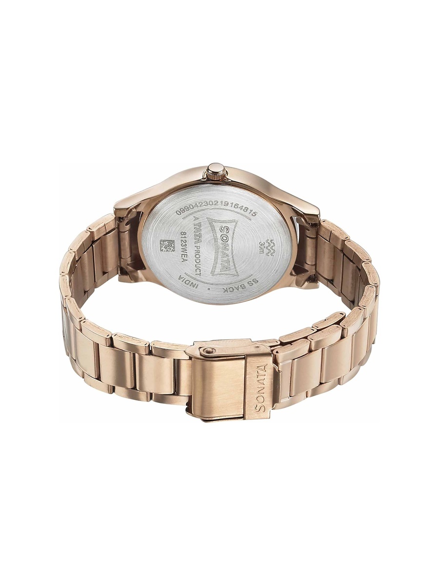 Women Maroon Dial Stainless Steel Strap Watch