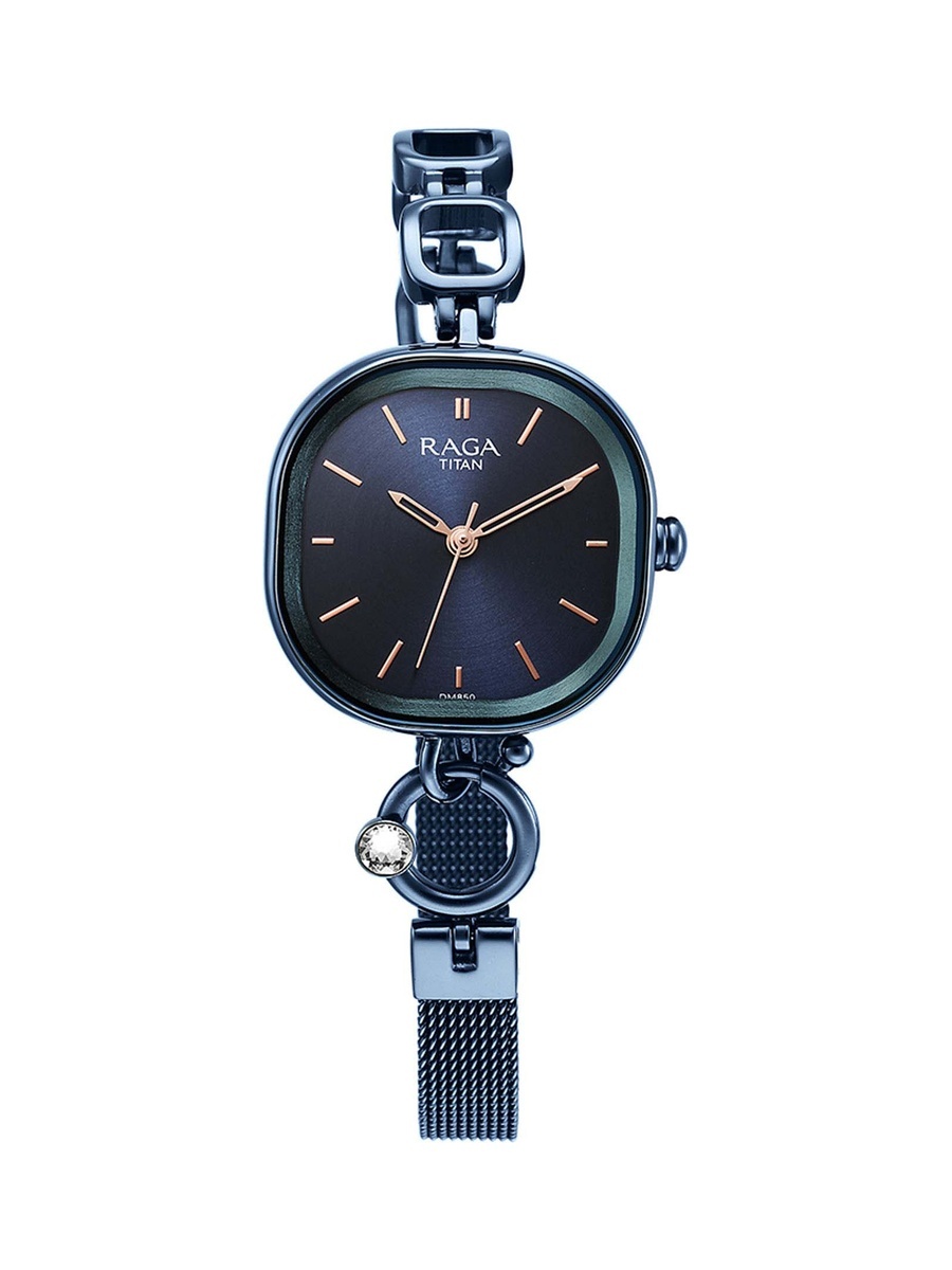 Women Luxury Analog Watch with Blue Dial and Metal Strap
