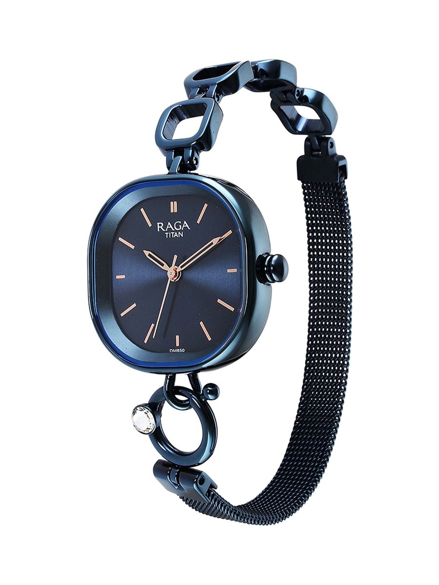 Women Luxury Analog Watch with Blue Dial and Metal Strap