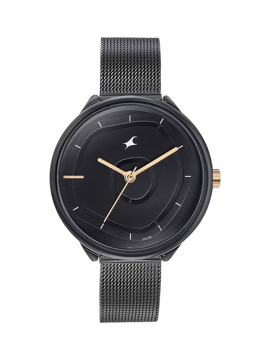 Stunners 8.0 Women Black Dial Watch with Stainless Steel Mesh Strap