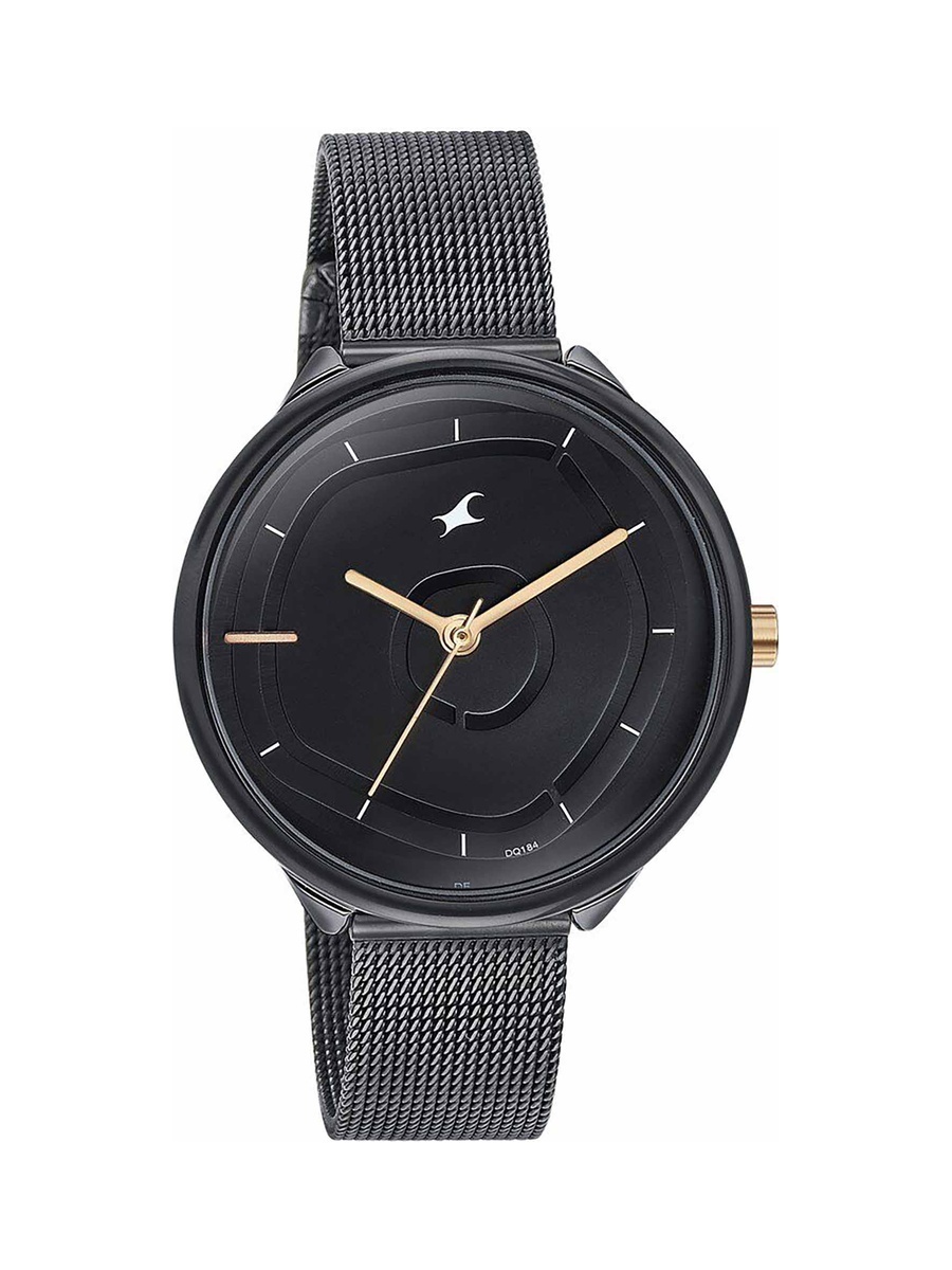Stunners 8.0 Women Black Dial Watch with Stainless Steel Mesh Strap