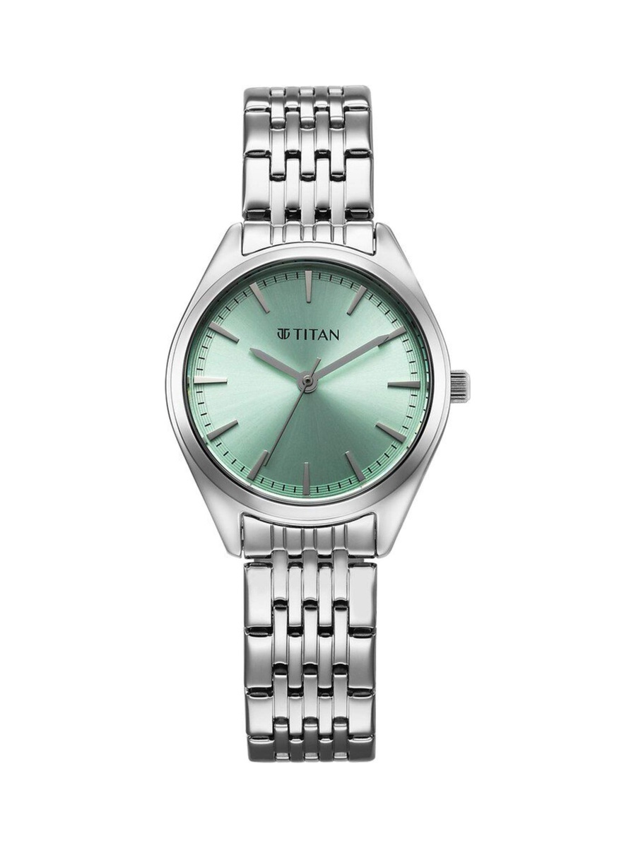 Women Workmode Watch with Green Dial and Stainless Steel Strap, Quartz Movement