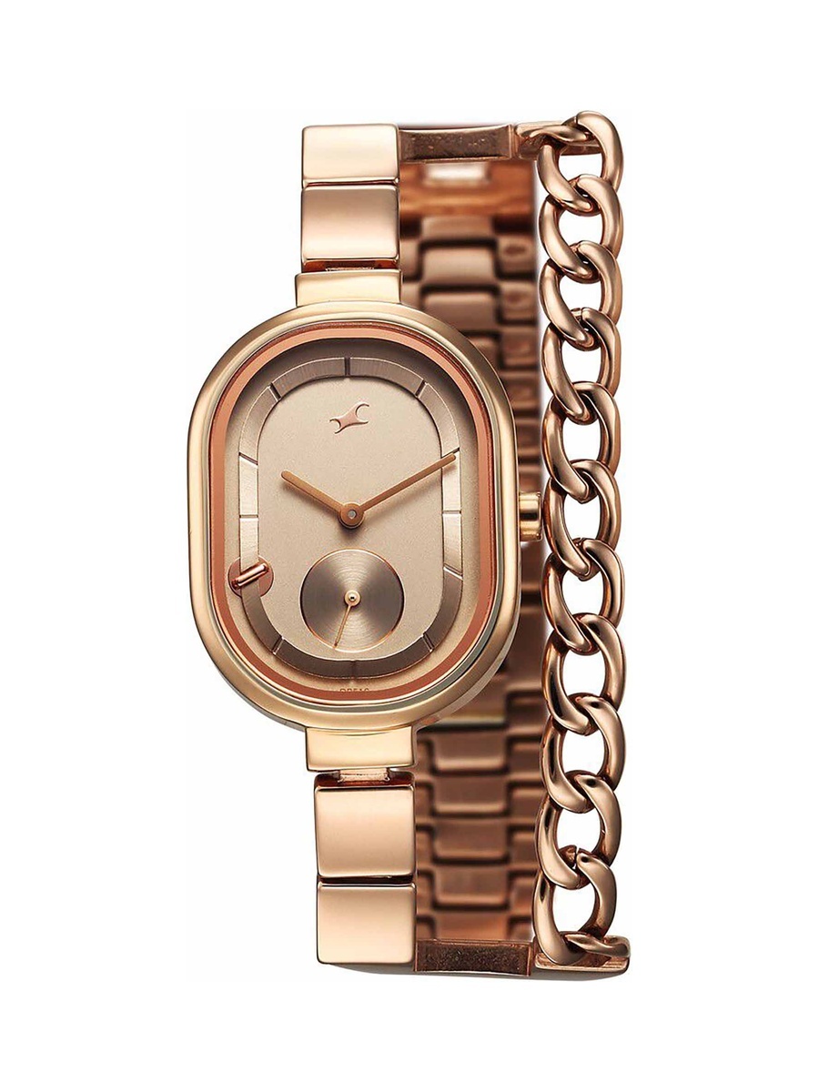Women Rose Gold Stainless Steel Strap Watch, Quartz Movement 6 ATM Water-Resistant