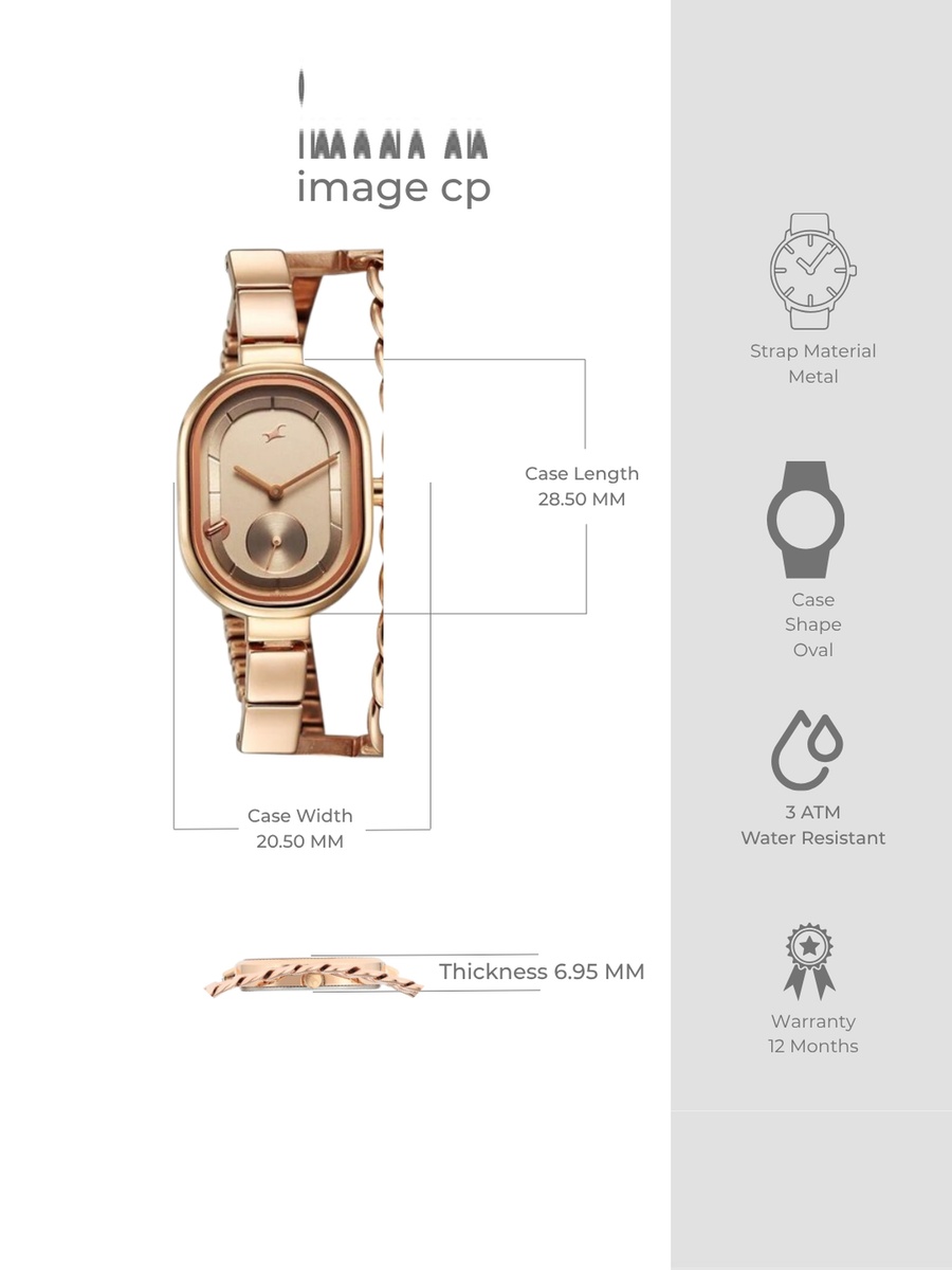 Women Rose Gold Stainless Steel Strap Watch, Quartz Movement 6 ATM Water-Resistant