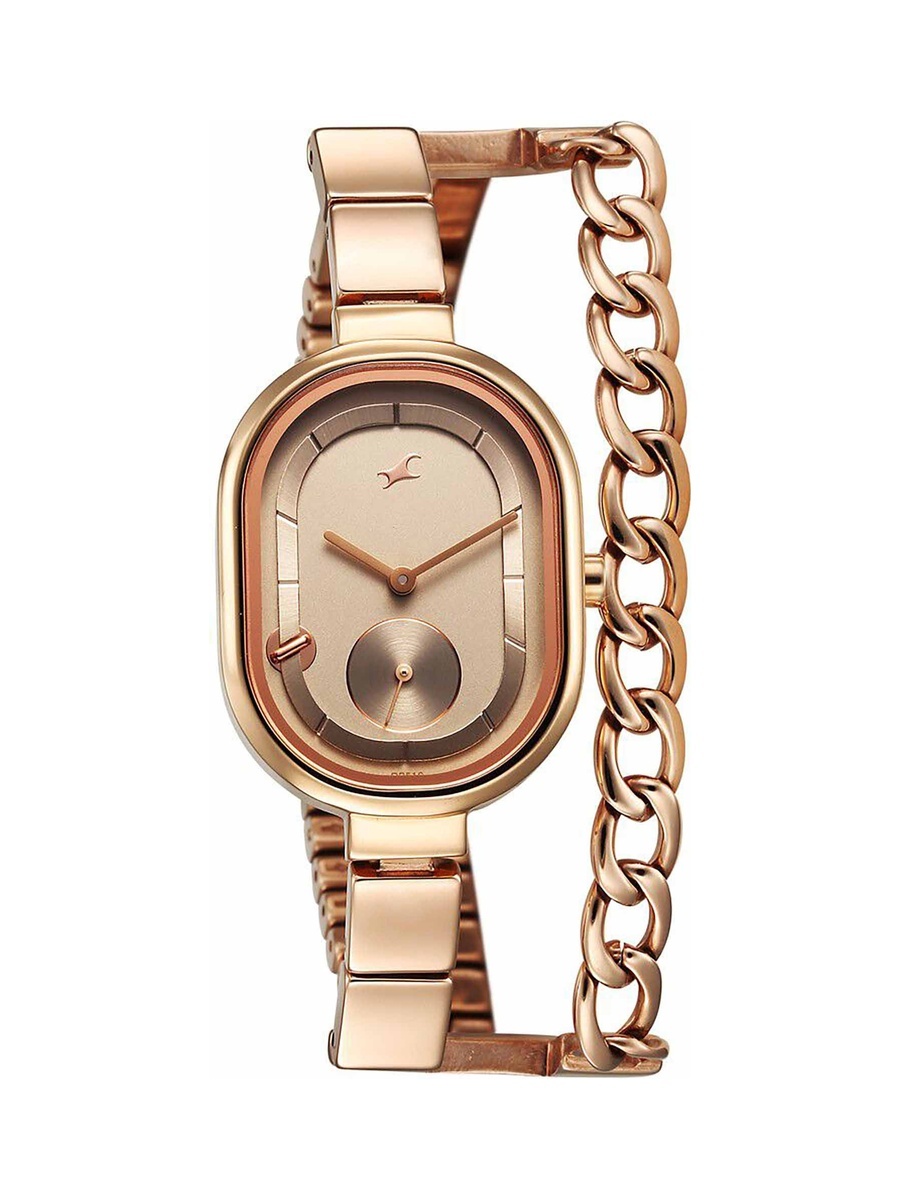 Women Rose Gold Stainless Steel Strap Watch, Quartz Movement 6 ATM Water-Resistant
