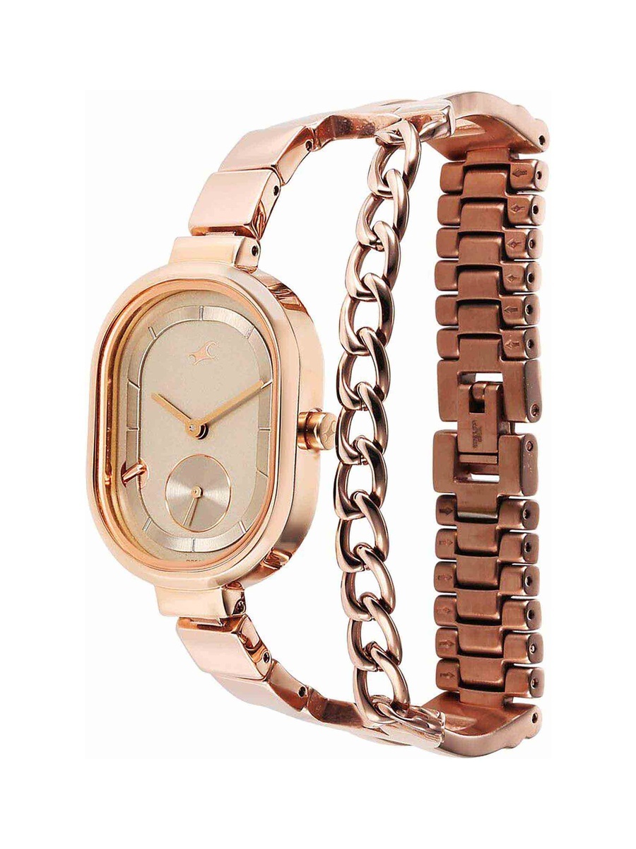 Women Rose Gold Stainless Steel Strap Watch, Quartz Movement 6 ATM Water-Resistant