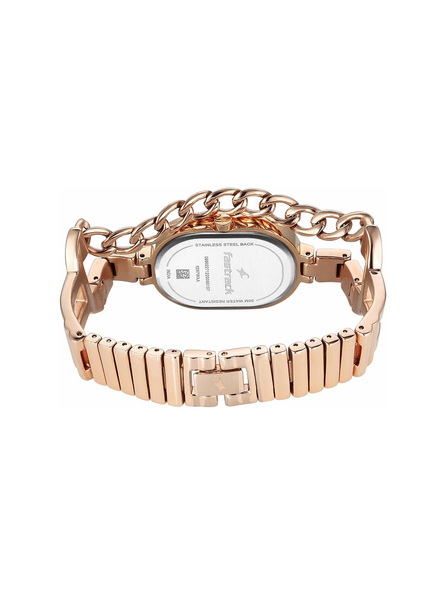 Women Rose Gold Stainless Steel Strap Watch, Quartz Movement 6 ATM Water-Resistant