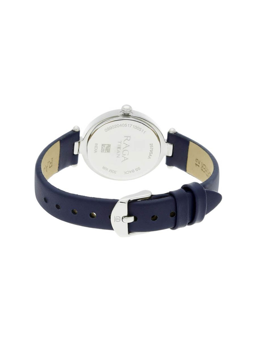 Women Raga Viva Watch with Silver Dial and Leather Strap, Quartz Movement