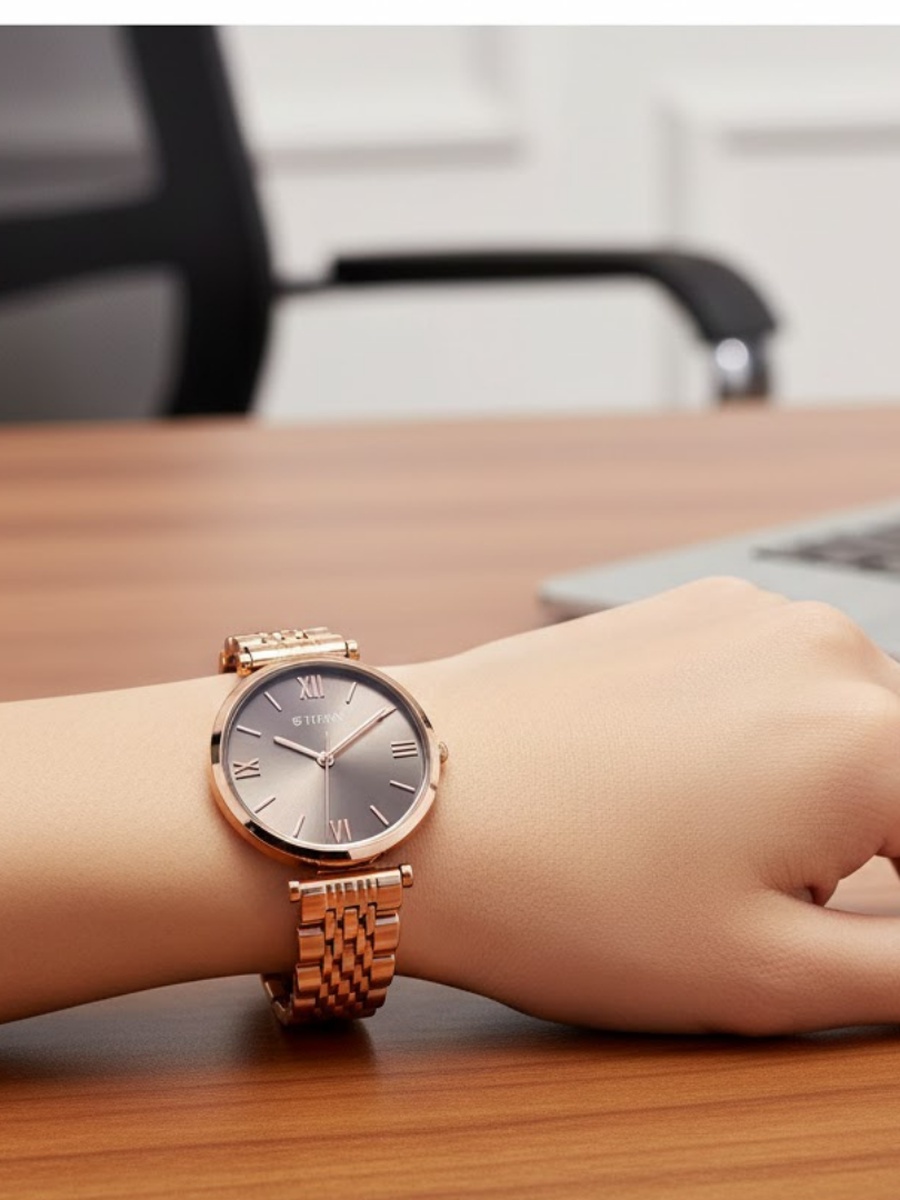 Women Workmode Watch with Grey Dial and Stainless Steel Strap, Quartz Movement
