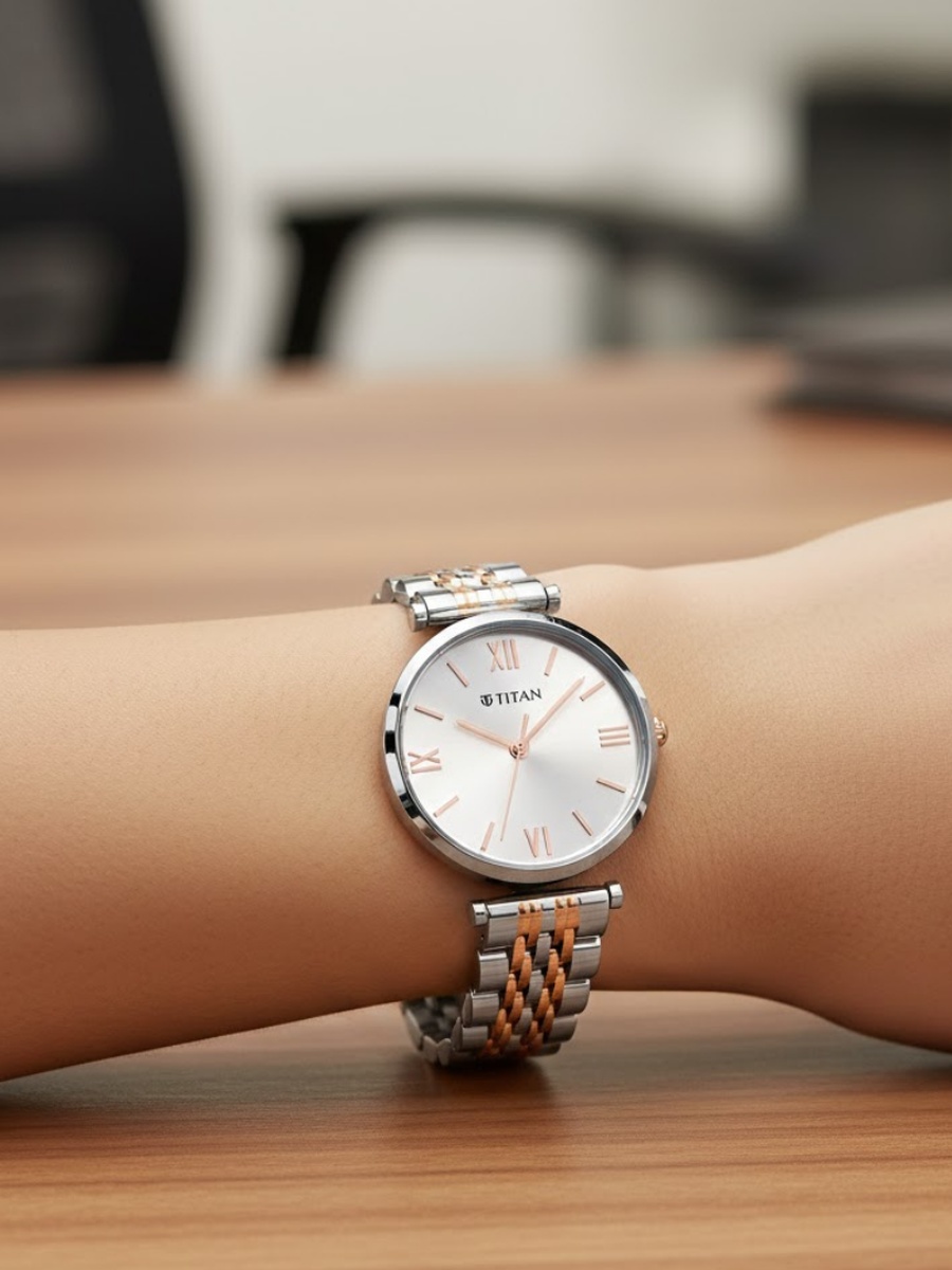 Women Workmode Watch with Silver Dial and Stainless Steel Strap, Quartz Movement