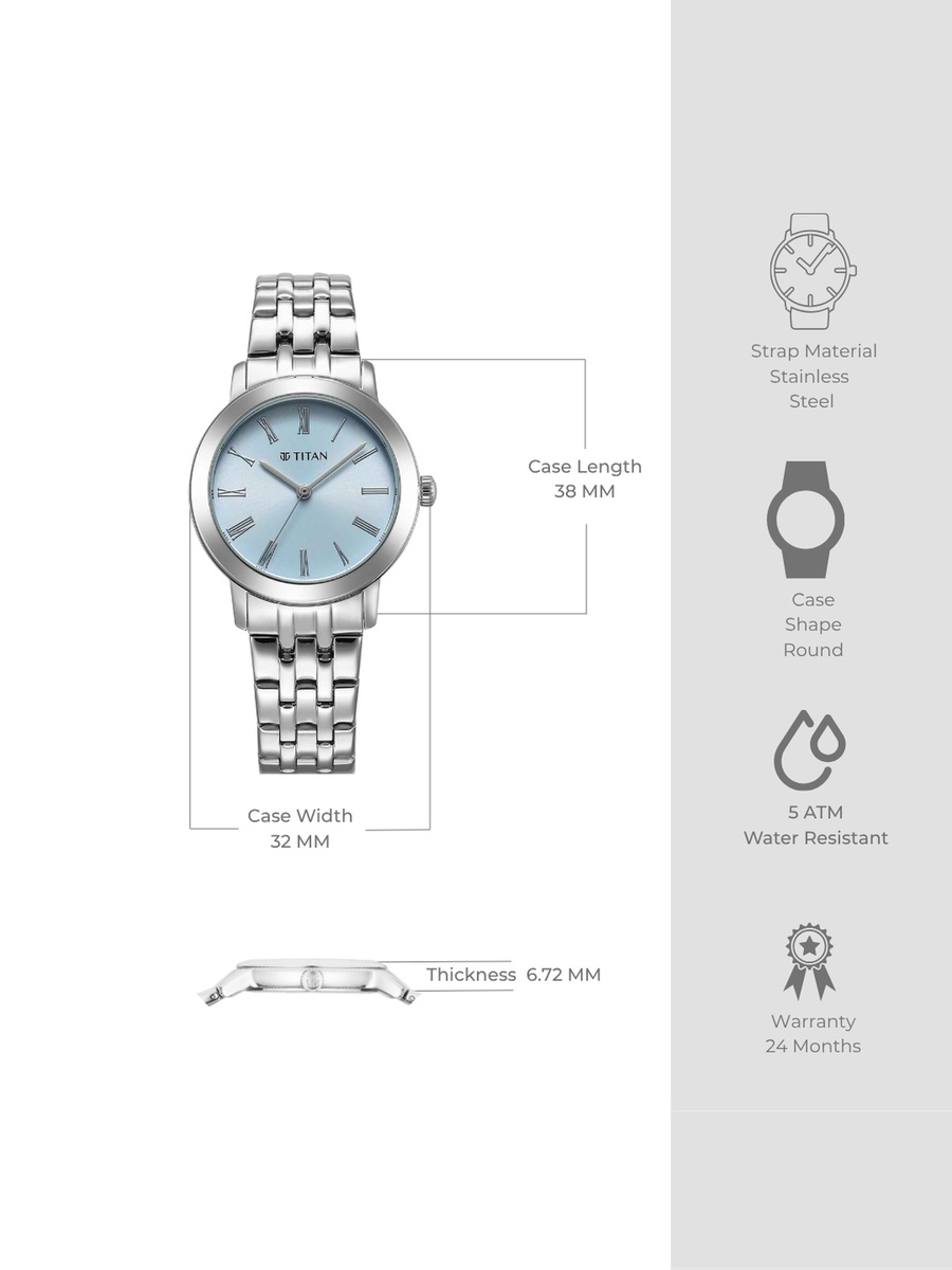Women Workmode Watch with Blue Dial and Stainless Steel Strap, Quartz-50M Water-Resistant