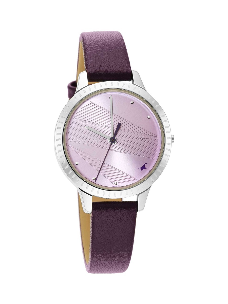 Stunners 3.0 Women Purple Dial Watch with Leather Strap, 3 ATM Water-Resistant