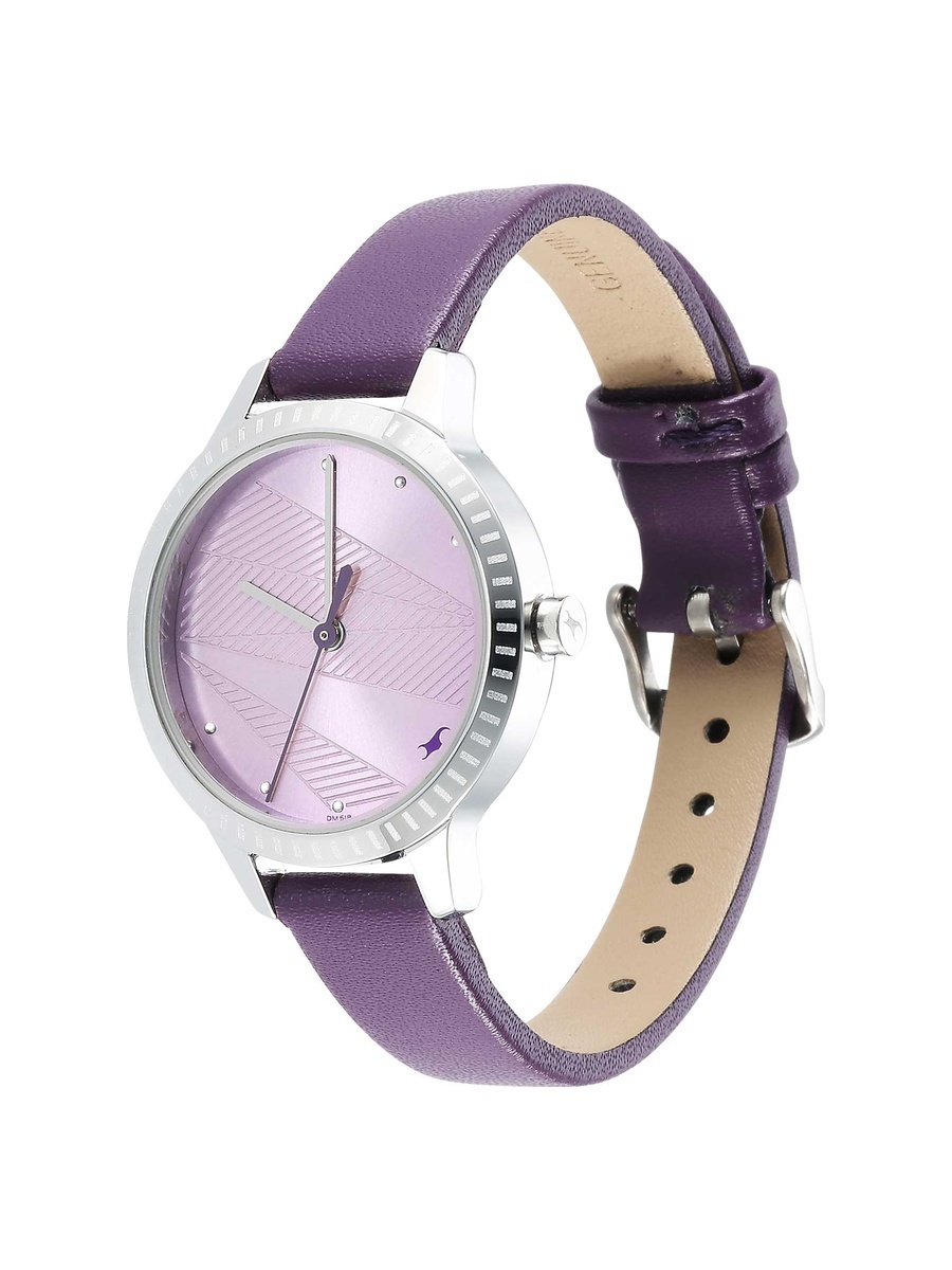 Stunners 3.0 Women Purple Dial Watch with Leather Strap, 3 ATM Water-Resistant