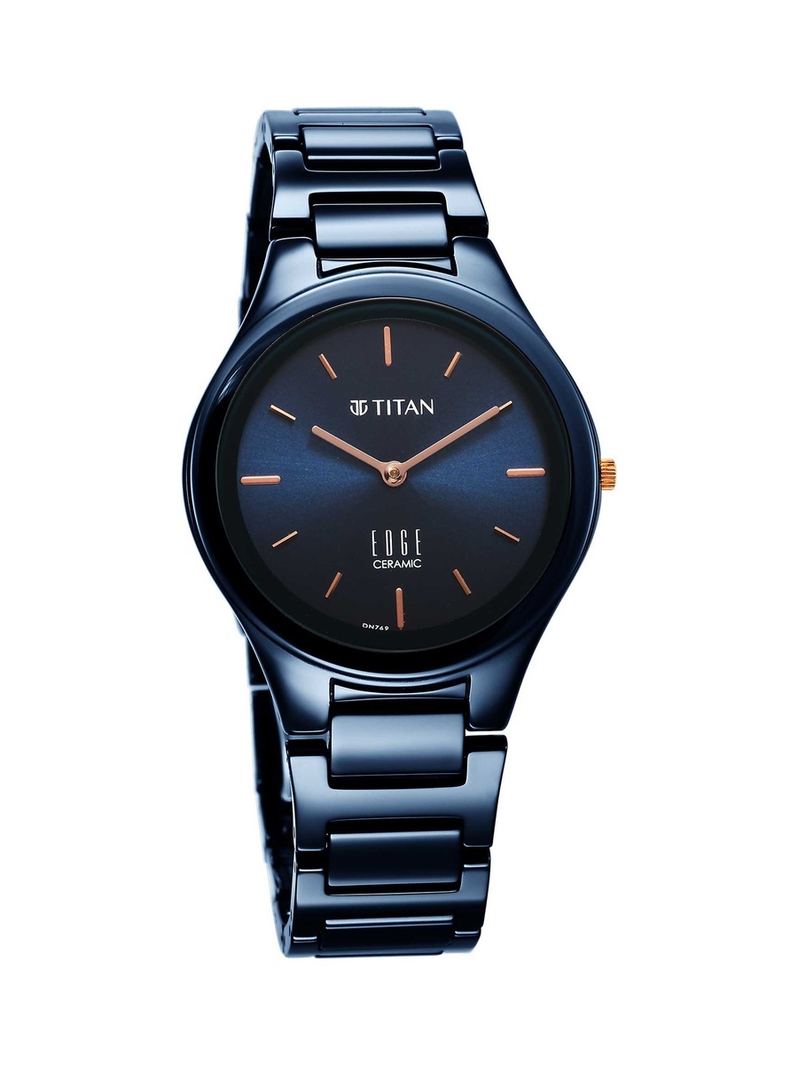 Women Atlantic Blue Dial Watch with Ceramic Strap, Quartz Precision