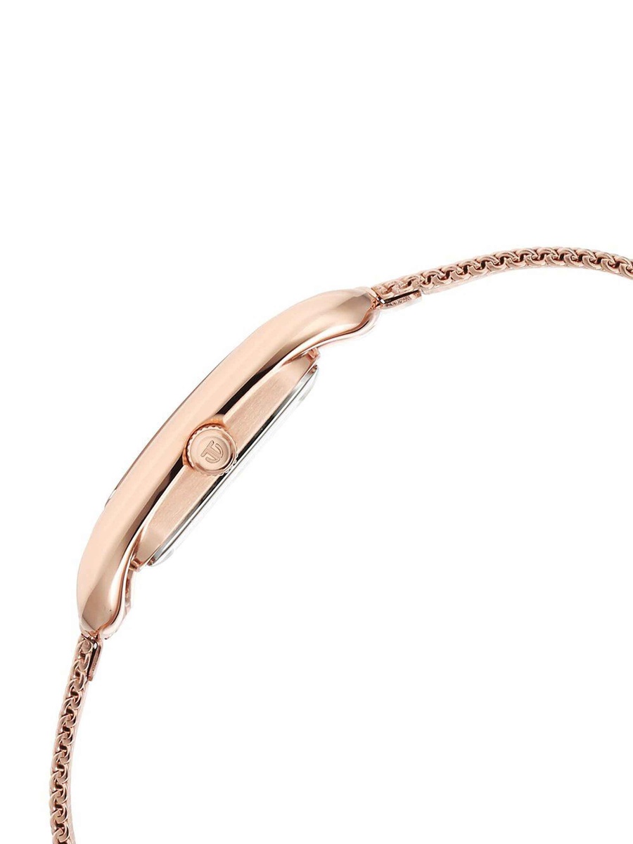 Women Horizon Watch with Pink Dial and Metal Strap, Quartz Movement