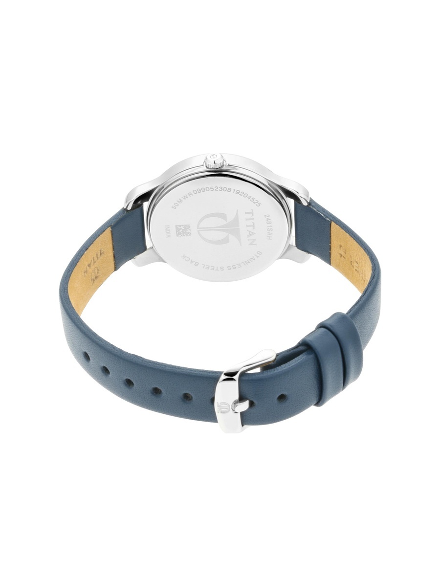 Women White Dial Watch with Leather Strap, Quartz Movement