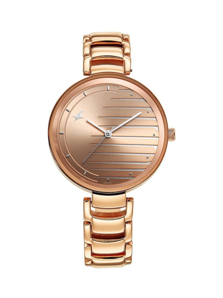 Women Rose Gold Dial Watch with Stainless Steel Strap, 3 ATM Water-Resistant